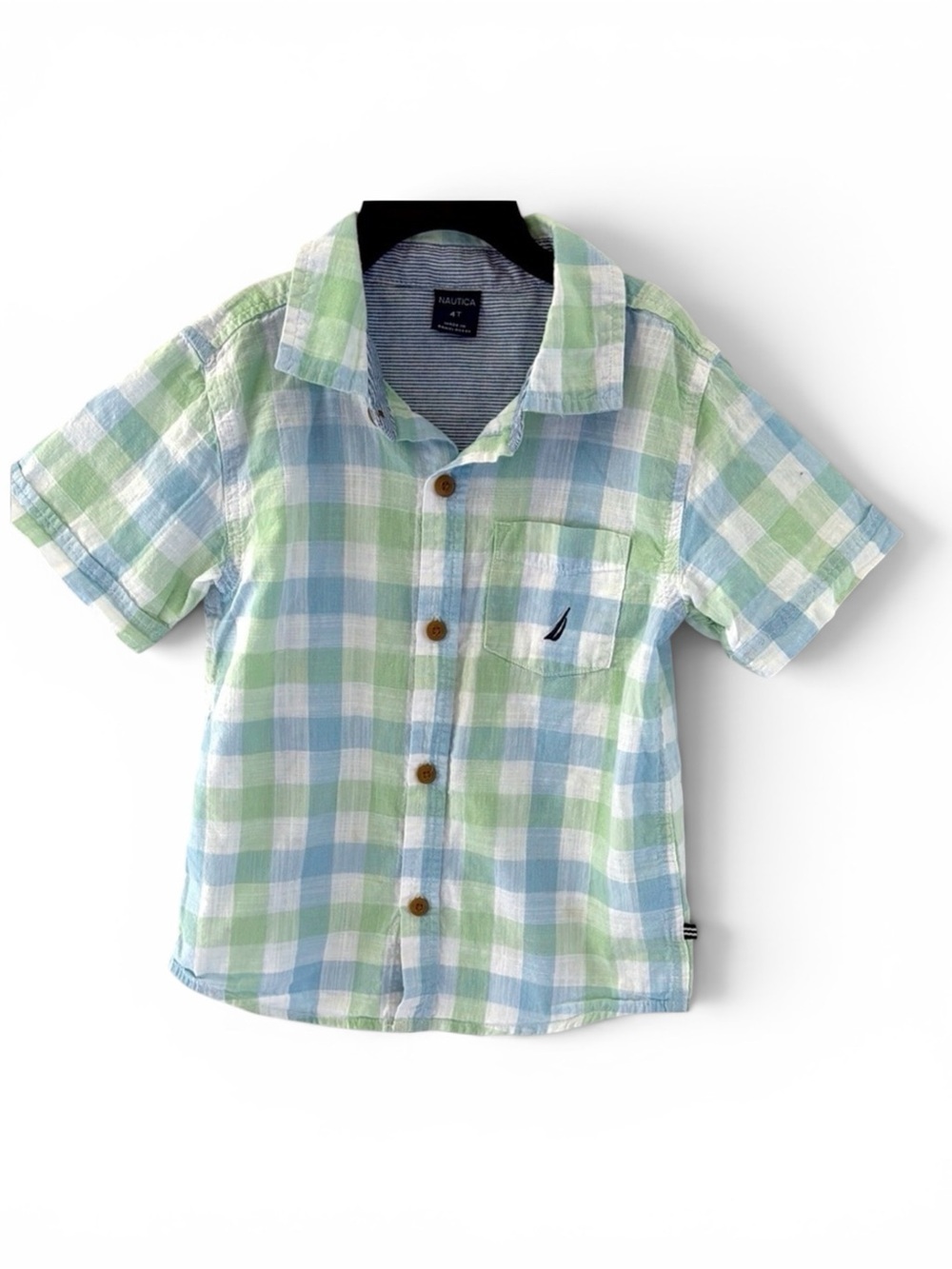 Nautica Kids Green and Blue Plaid Shirt size 4T